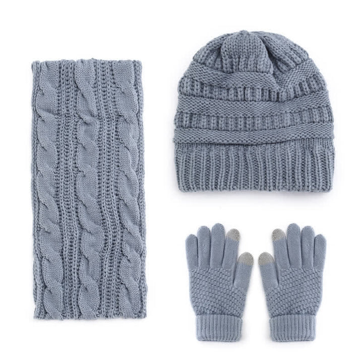 Buddha Stones Gorro, bufanda y guantes de punto trenzado para mujer, ideal para otoño e invierno. - image 7