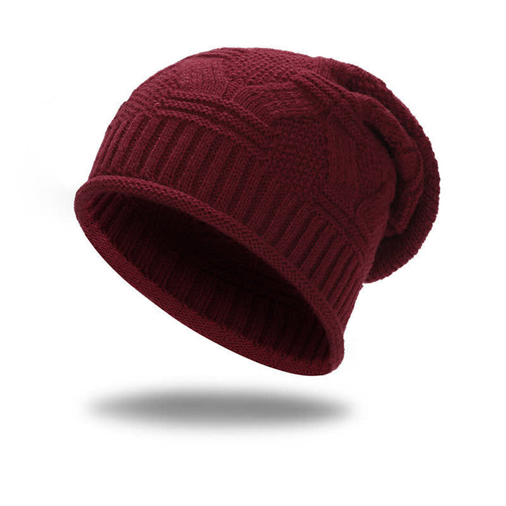 Buddha Stones Gorro de punto holgado de canalé suave para mujer, ideal para otoño e invierno. - Granate - image 4