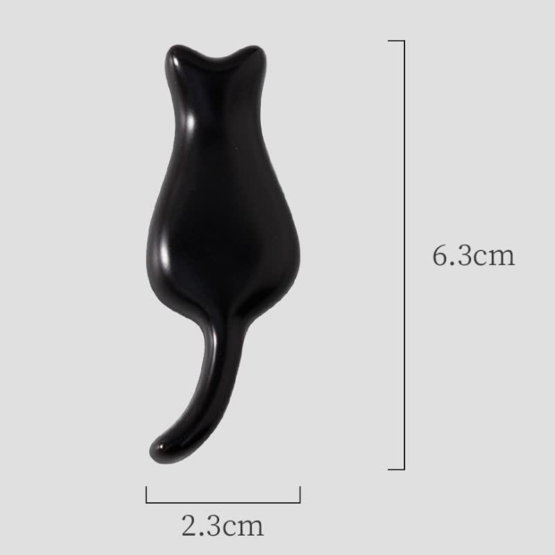Buddha Stones Soporte para palillos de cerámica con forma de gato pintado a mano - Gato negro (aprox. 6,3 cm × 2,3 cm × 0,9 cm) - image 3