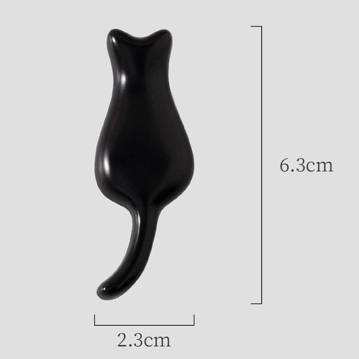 Buddha Stones Soporte para palillos de cerámica con forma de gato pintado a mano - Gato negro (aprox. 6,3 cm × 2,3 cm × 0,9 cm) - image 3