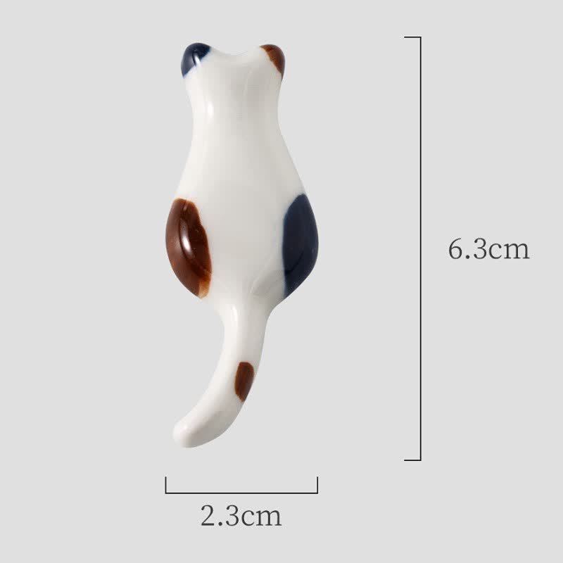 Buddha Stones Soporte para palillos de cerámica con forma de gato pintado a mano - Gato calico (aprox. 6,3 cm × 2,3 cm × 0,9 cm) - image 1