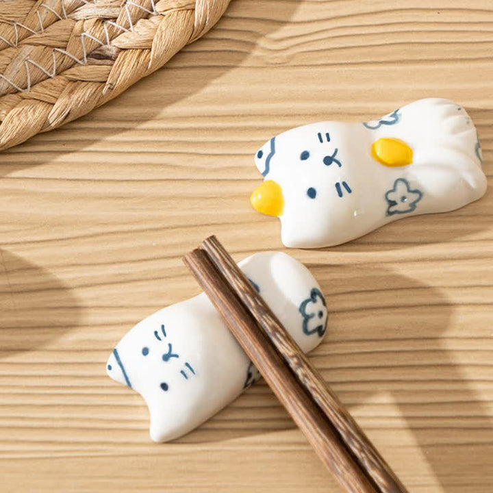 Buddha Stones Soporte para palillos de cerámica con forma de gato pintado a mano de Ceramic Purity - image 11