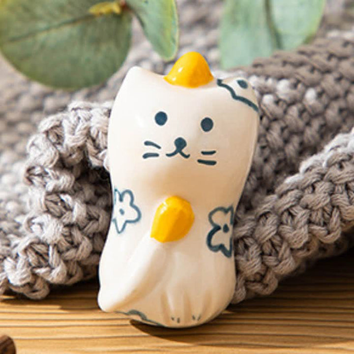 Buddha Stones Soporte para palillos de cerámica con forma de gato pintado a mano de Ceramic Purity - image 8