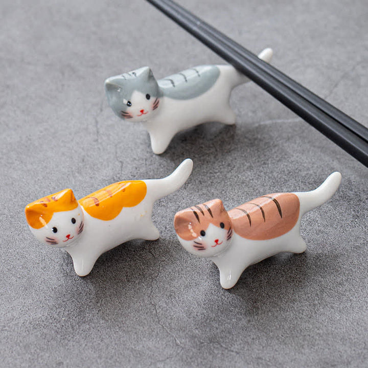 Buddha Stones Soporte de cerámica esmaltada con forma de gato para palillos de mesa - image 10