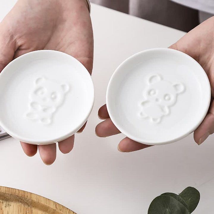 Buddha Stones Mini plato para salsa de cerámica blanca con relieve de panda - image 10