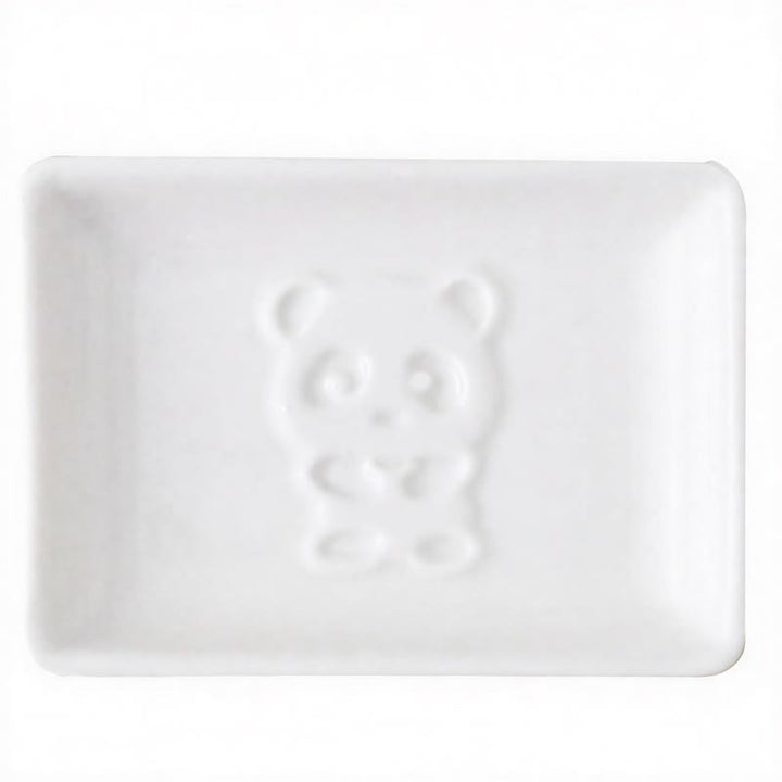 Buddha Stones Mini plato para salsa de cerámica blanca con relieve de panda - Cuadrado (aprox. 9 cm × 6,5 cm × 1,8 cm) - Abrazo - image 5