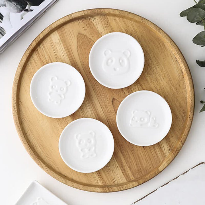 Buddha Stones Mini plato para salsa de cerámica blanca con relieve de panda - image 12