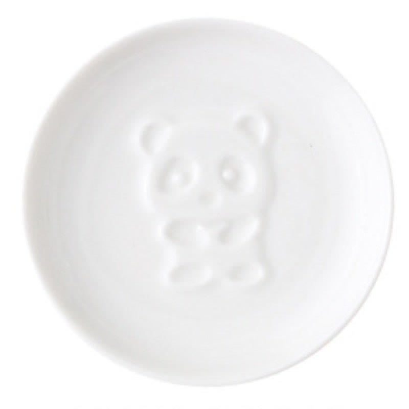 Buddha Stones Mini plato para salsa de cerámica blanca con relieve de panda - Redonda (aprox. 8,8 cm × 8,8 cm × 1,8 cm) - Abrazo - image 1