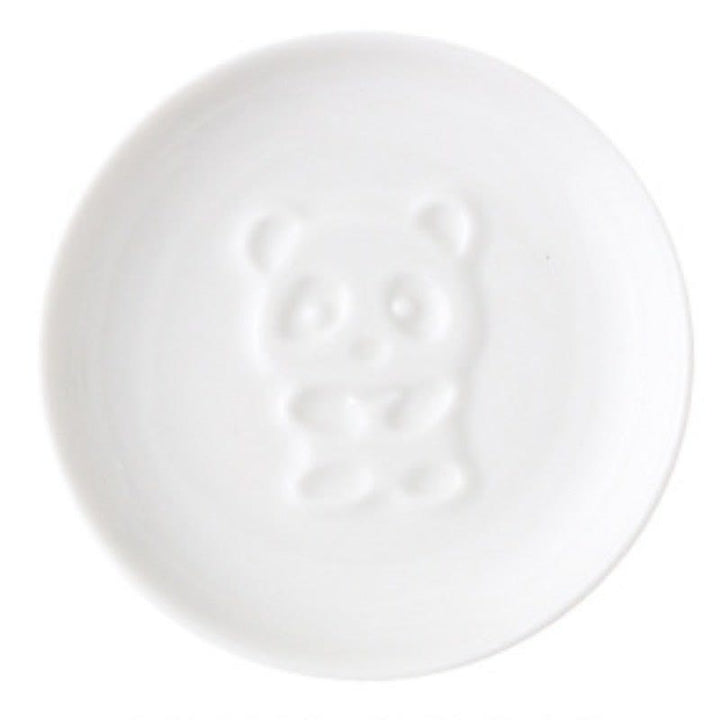 Buddha Stones Mini plato para salsa de cerámica blanca con relieve de panda - Redonda (aprox. 8,8 cm × 8,8 cm × 1,8 cm) - Abrazo - image 1