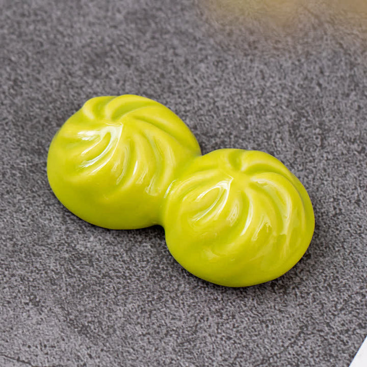 Buddha Stones Mini soporte para palillos de cerámica con forma de comida - Bollos verdes al vapor (Xiaolongbao) Aprox. 5,3 × 2,8 × 1,5 cm - image 9