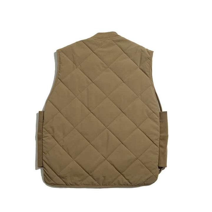 Buddha Stones Chaleco de hombre con cremallera, diseño acolchado y bolsillos, estilo casual de invierno. - image 1