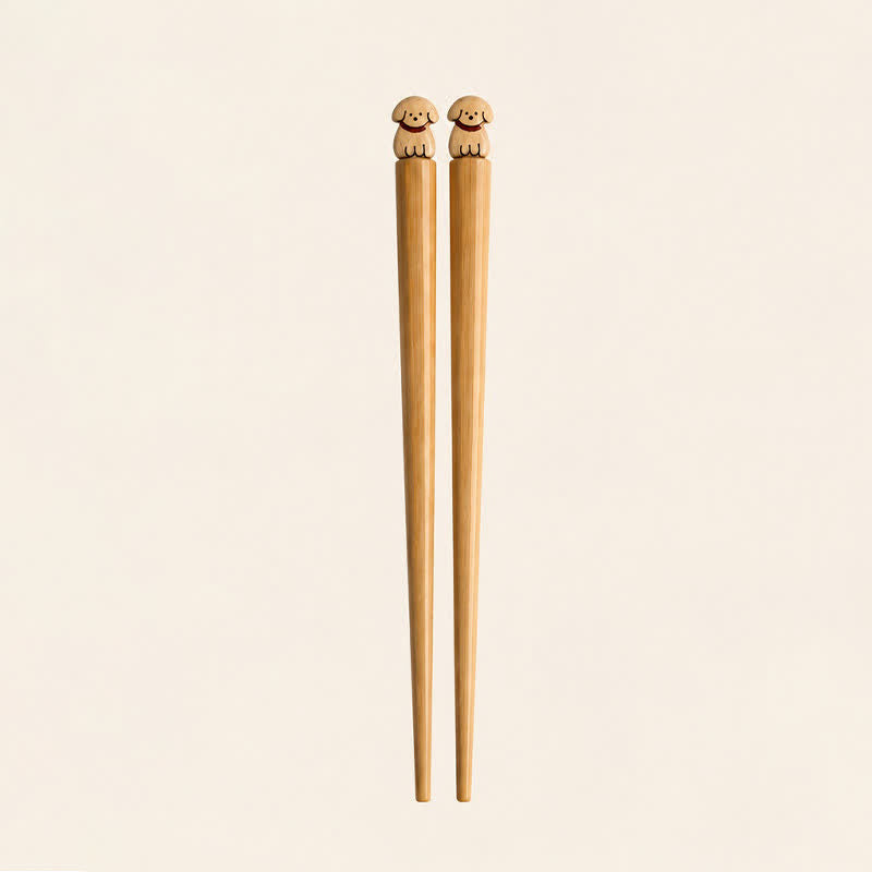 Buddha Stones Palillos de bambú estilo japonés para perros y gatos - Palillos de bambú para perros - Juego de 2 pares (una pieza de cada diseño) - image 2
