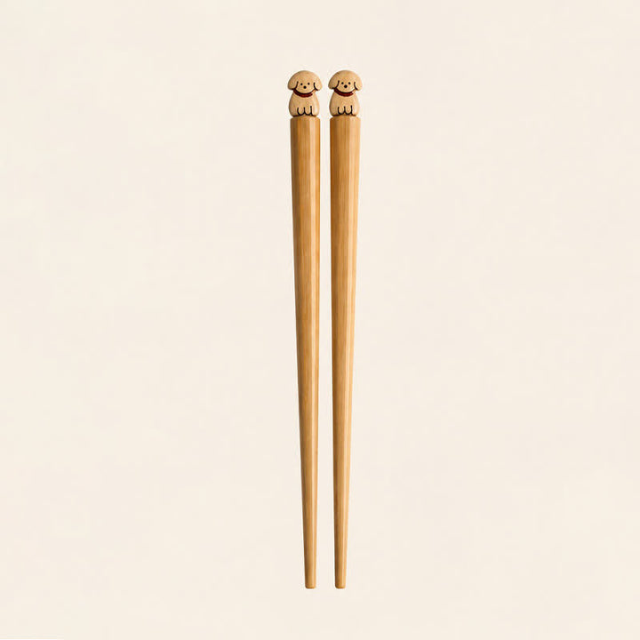 Buddha Stones Palillos de bambú estilo japonés para perros y gatos - Palillos de bambú para perros - Juego de 2 pares (una pieza de cada diseño) - image 2