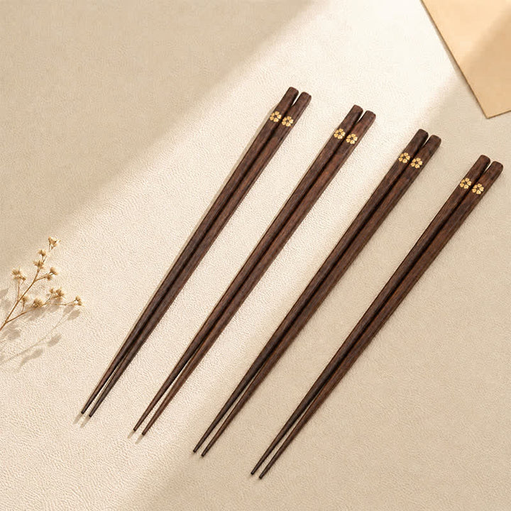 Buddha Stones Palillos de bambú de madera con diseño floral dorado al estilo japonés - image 3