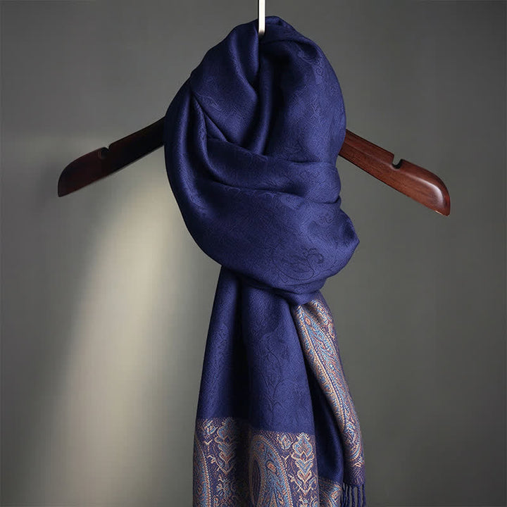 Buddha Stones Bufanda elegante de mujer con borlas y estampado paisley para primavera y otoño. - image 14