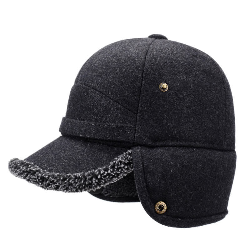 Buddha Stones Gorro de hombre estilo béisbol con orejeras y ribete de felpa de invierno - image 1