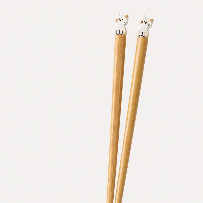 Buddha Stones Palillos de bambú estilo japonés para perros y gatos - Palillos de bambú con forma de gato - Juego de 2 pares (una pieza de cada diseño) - image 6
