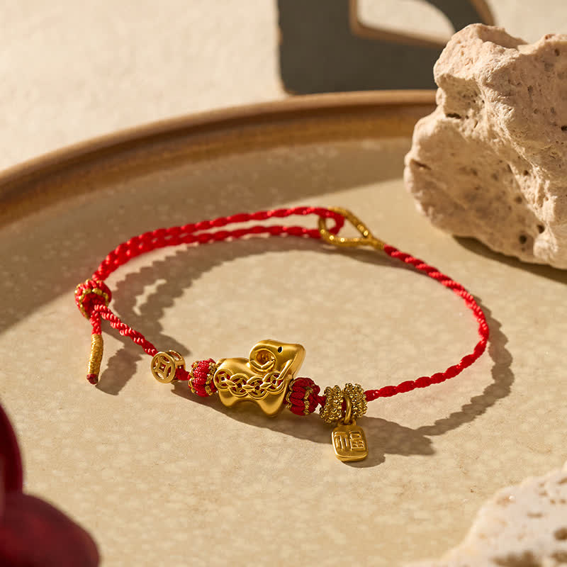 Buddha Stones Pulsera de fuerza tejida a mano con dije de cabra y hilo rojo - image 1