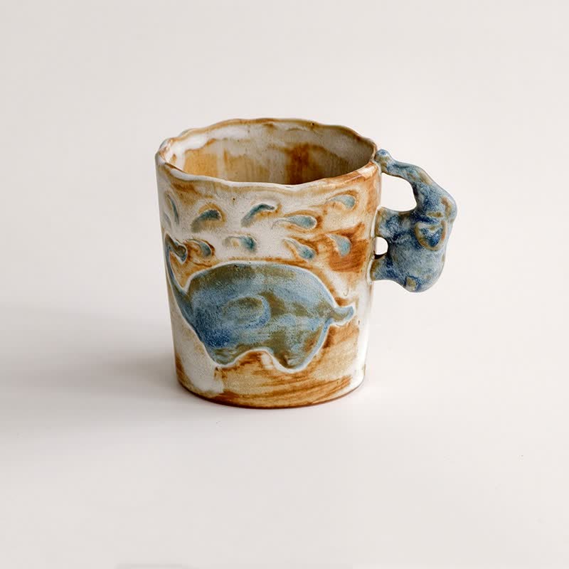 Buddha Stones Taza de café de cerámica Retro Elephant de 250 ml - image 1