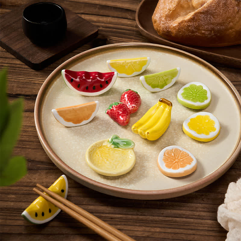 Buddha Stones Mini soporte de cerámica con diseño de fruta para palillos - image 0