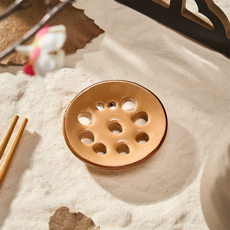 Buddha Stones Mini soporte para palillos de cerámica con forma de comida - Rodajas de raíz de loto de aprox. 5 × 4,5 × 1 cm - image 2