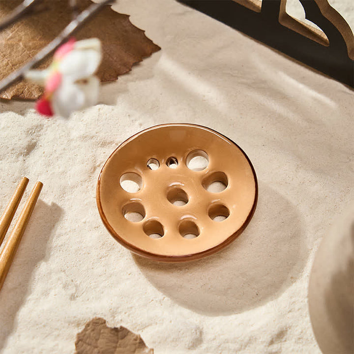 Buddha Stones Mini soporte para palillos de cerámica con forma de comida - Rodajas de raíz de loto de aprox. 5 × 4,5 × 1 cm - image 2