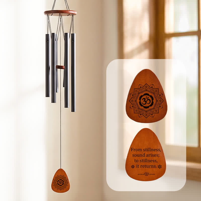 Buddha Stones Campana de viento OM Mandala Mindfulness de aluminio y madera para la serenidad - Mandala OM - image 0