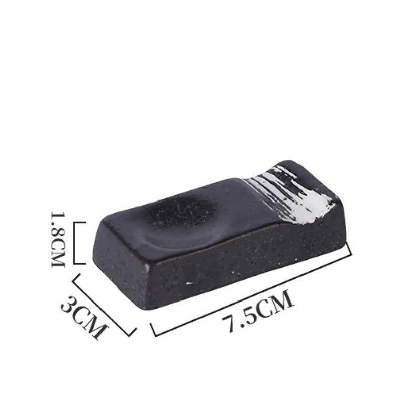 Buddha Stones Soporte rectangular minimalista de cerámica Night Shadow para palillos - Blanco y negro (aprox. 7,5 cm × 3,0 cm × 1,8 cm) - image 7