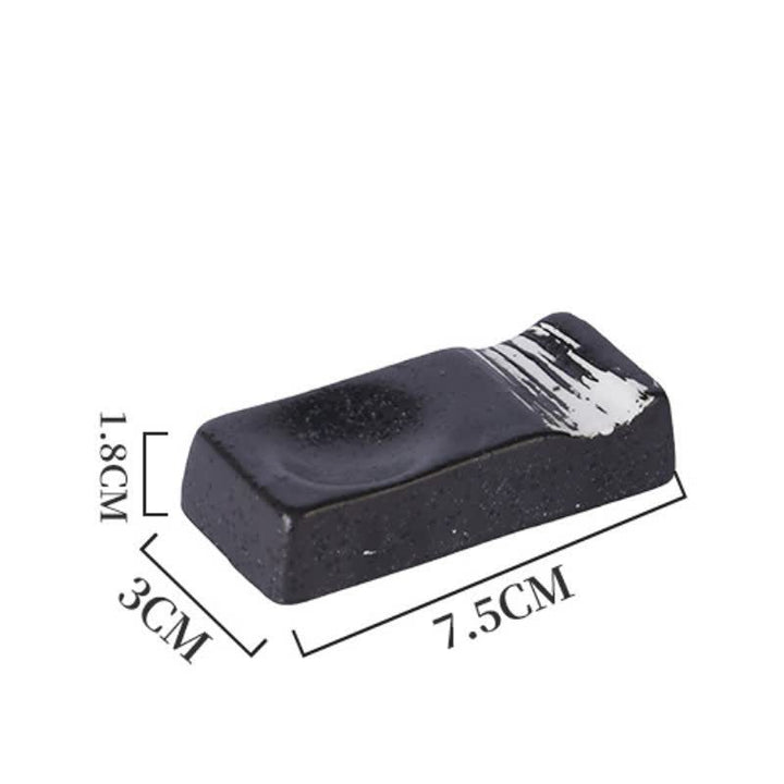 Buddha Stones Soporte rectangular minimalista de cerámica Night Shadow para palillos - Blanco y negro (aprox. 7,5 cm × 3,0 cm × 1,8 cm) - image 7