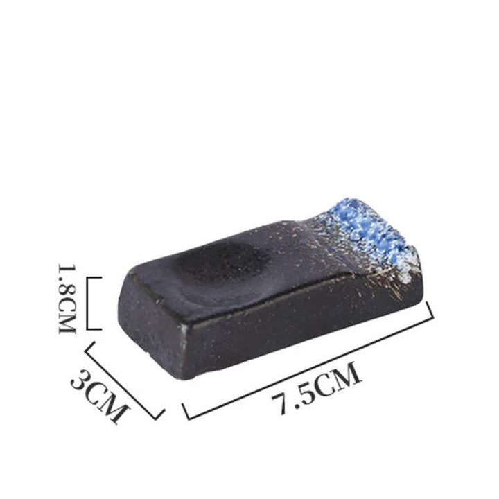Buddha Stones Soporte rectangular minimalista de cerámica Night Shadow para palillos - Negro Azul (Aprox. 7,5 cm × 3,0 cm × 1,8 cm) - image 4