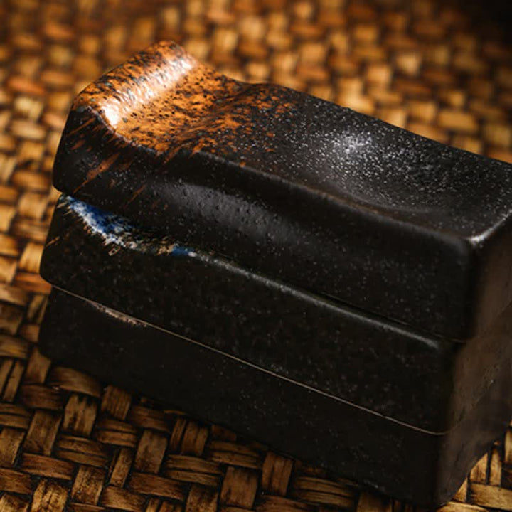 Buddha Stones Soporte rectangular minimalista de cerámica Night Shadow para palillos - image 9