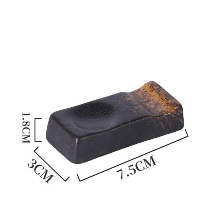 Buddha Stones Soporte rectangular minimalista de cerámica Night Shadow para palillos - Negro Marrón (Aprox. 7,5 cm × 3,0 cm × 1,8 cm) - image 2