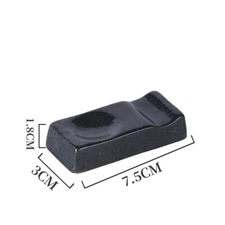 Buddha Stones Soporte rectangular minimalista de cerámica Night Shadow para palillos - Negro (aprox. 7,5 cm × 3,0 cm × 1,8 cm) - image 6