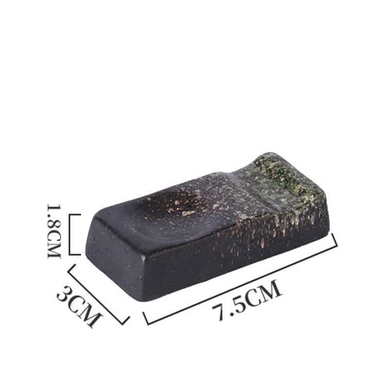 Buddha Stones Soporte rectangular minimalista de cerámica Night Shadow para palillos - Negro Verde (Aprox. 7,5 cm × 3,0 cm × 1,8 cm) - image 3