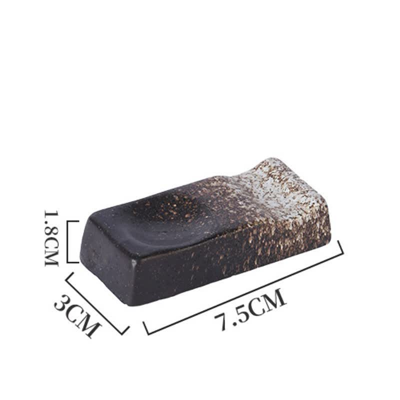 Buddha Stones Soporte rectangular minimalista de cerámica Night Shadow para palillos - Manchas blancas y negras (aprox. 7,5 cm × 3,0 cm × 1,8 cm) - image 5