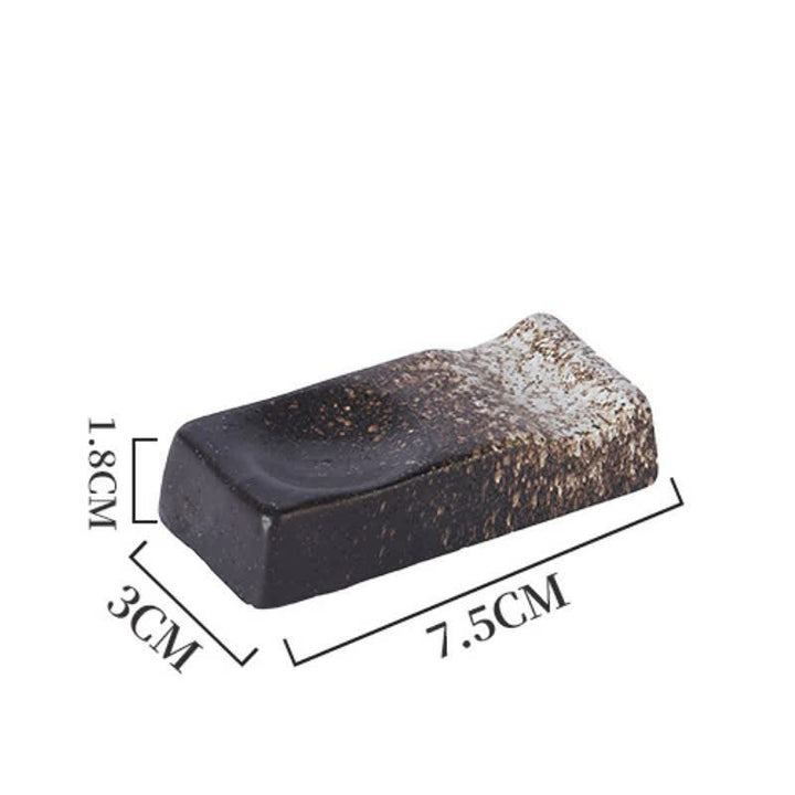 Buddha Stones Soporte rectangular minimalista de cerámica Night Shadow para palillos - Manchas blancas y negras (aprox. 7,5 cm × 3,0 cm × 1,8 cm) - image 5
