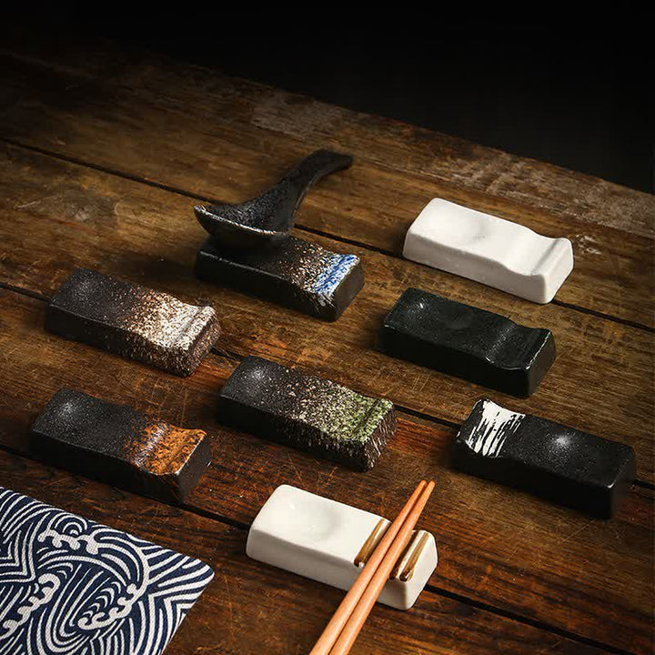 Buddha Stones Soporte rectangular minimalista de cerámica Night Shadow para palillos - image 0