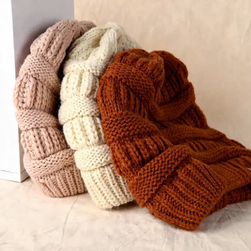 Buddha Stones Gorro holgado de punto trenzado para mujer, ideal para otoño e invierno. - image 11