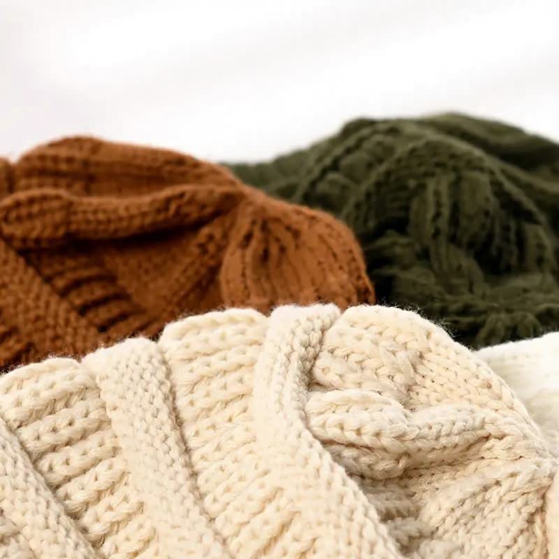 Buddha Stones Gorro holgado de punto trenzado para mujer, ideal para otoño e invierno. - image 10