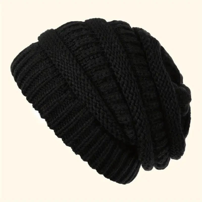 Buddha Stones Gorro holgado de punto trenzado para mujer, ideal para otoño e invierno. - Negro - image 5