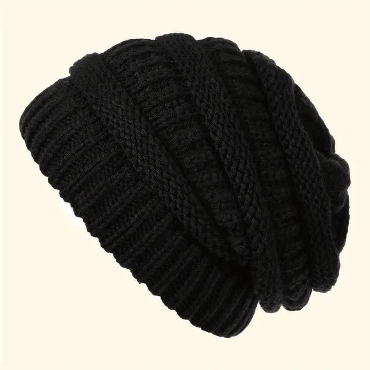 Buddha Stones Gorro holgado de punto trenzado para mujer, ideal para otoño e invierno. - Negro - image 5