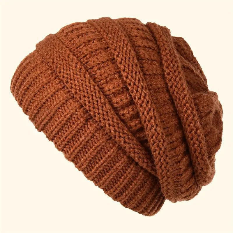 Buddha Stones Gorro holgado de punto trenzado para mujer, ideal para otoño e invierno. - Coral - image 4