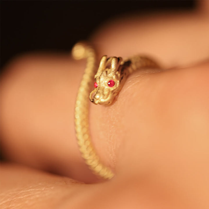 Anillo ajustable de plata de ley 925 con Buddha Stones , diseño vintage del Año del Dragón, protección de la suerte - image 8