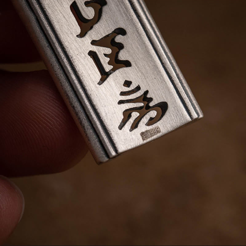 Colgante de plata de ley 999 con Buddha Stones Om Mani Padme Hum grabado Lotus Wisdom - image 9