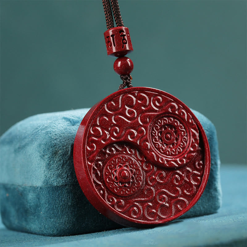 Buddha Stones cinabrio Yin Yang mantener alejados los espíritus malignos collar colgante - Cinabrio (Calma♥Concentración) - image 1