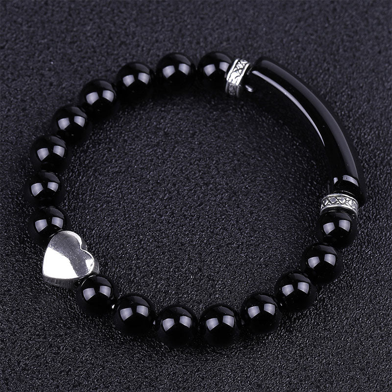 Pulsera de corazón unisex con cuentas de cristal natural