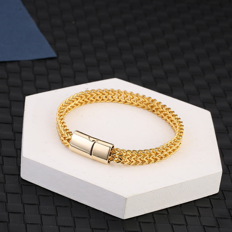 Brazalete de pulsera de equilibrio de acero de titanio con hebilla magnética de escamas de pescado de Buddha Stones