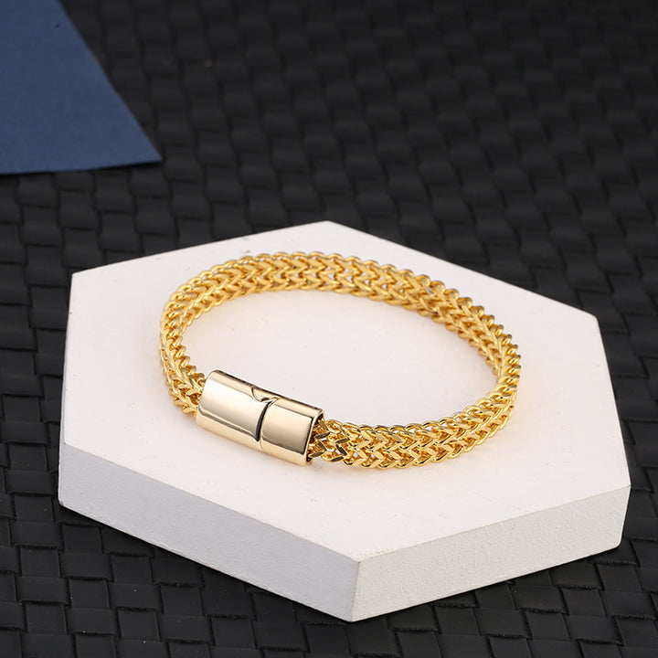 Brazalete de pulsera de equilibrio de acero de titanio con hebilla magnética de escamas de pescado de Buddha Stones