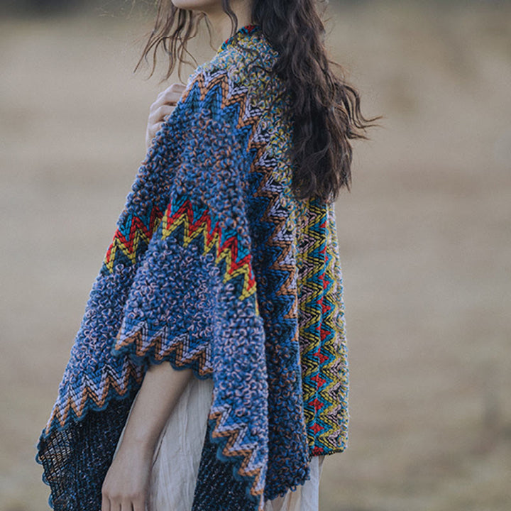 Mantón tibetano de Buddha Stones, capa de punto suave y cálida, bufanda tibetana con borlas de invierno - image 7