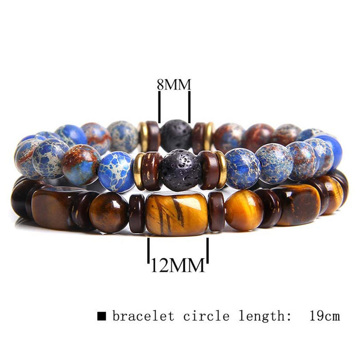 Buddha Stones 2 pulseras de cuentas de ojo de tigre de piedra emperador de cristal curativo